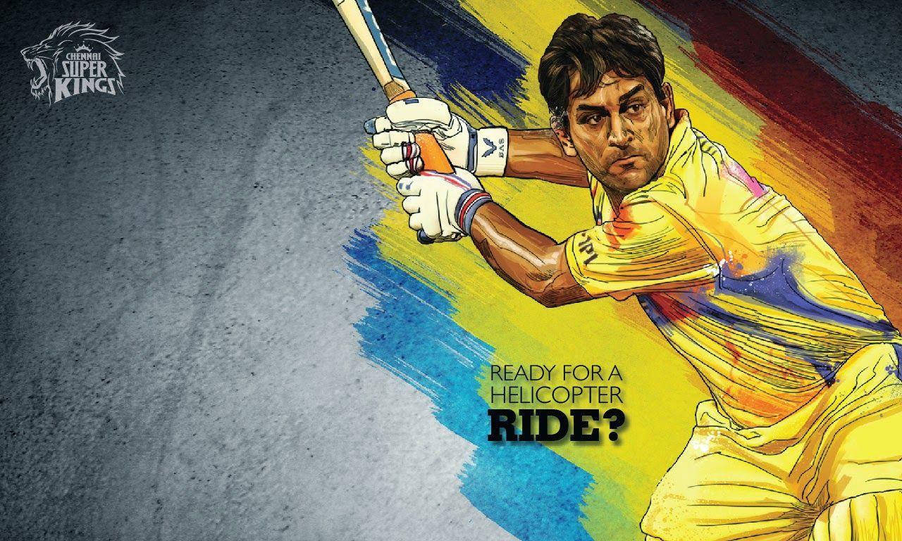 Ms Dhoni Digital Painting Wallpaper