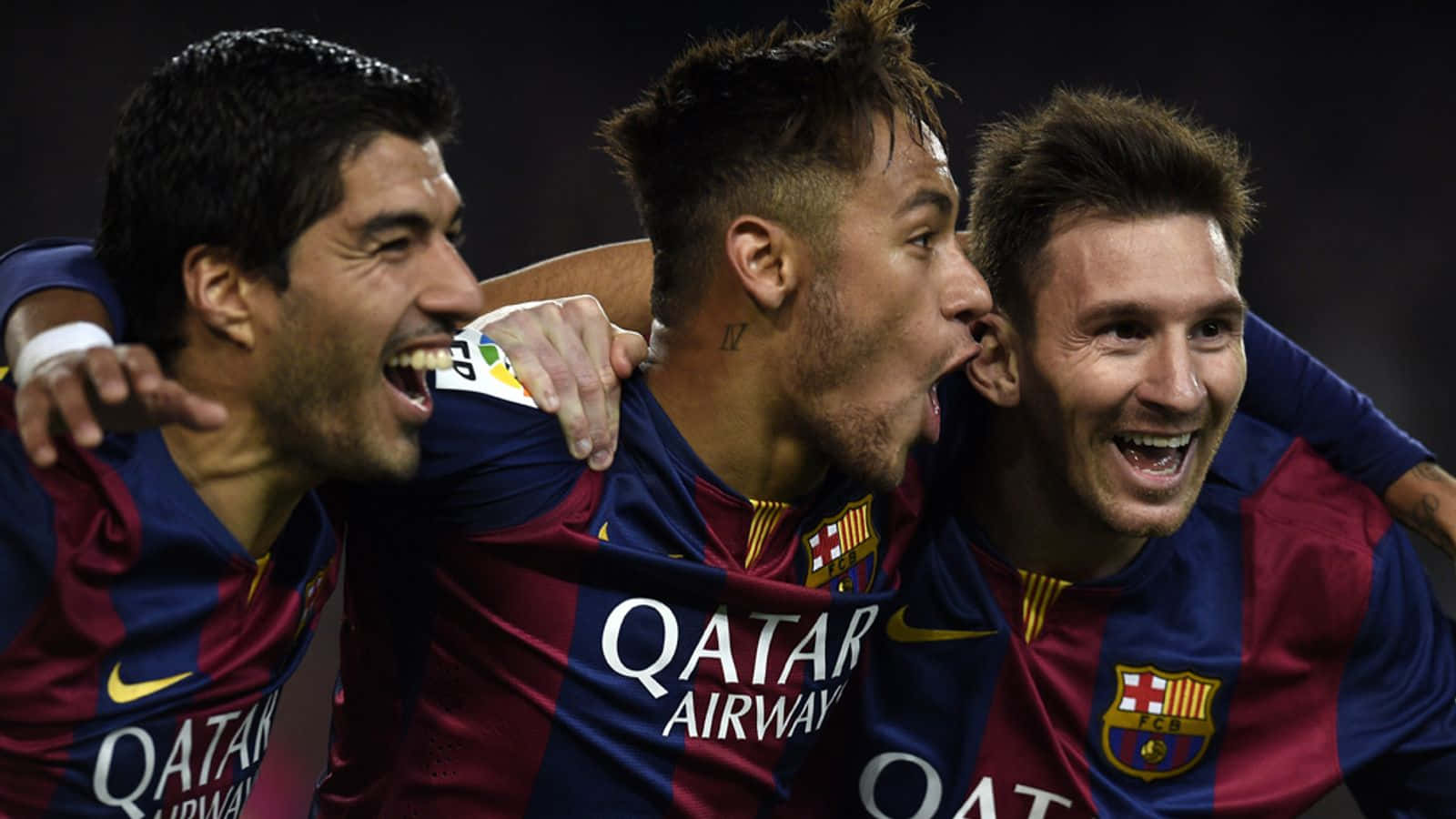 Msn Trio With Neymar Looking Sideways Wallpaper