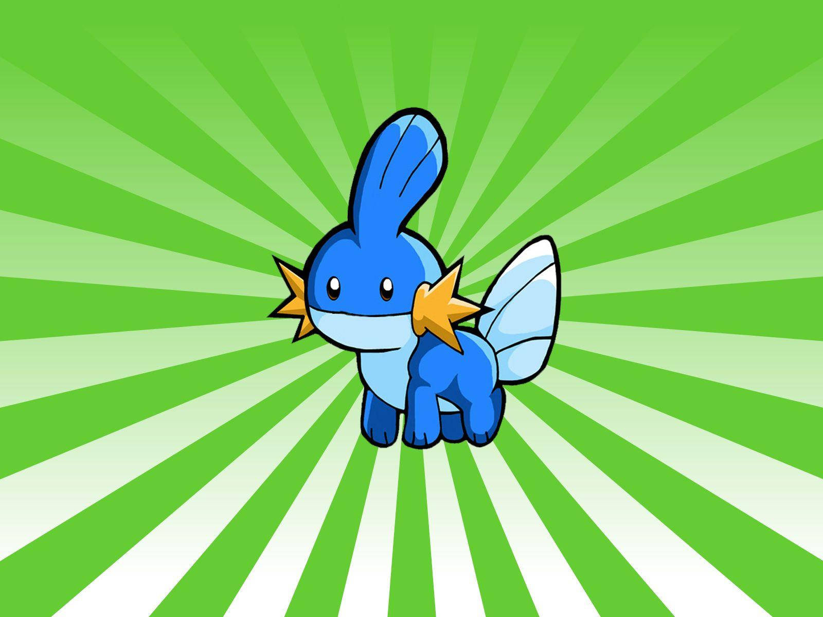 Mudkip In Green Diagonal Lines Wallpaper