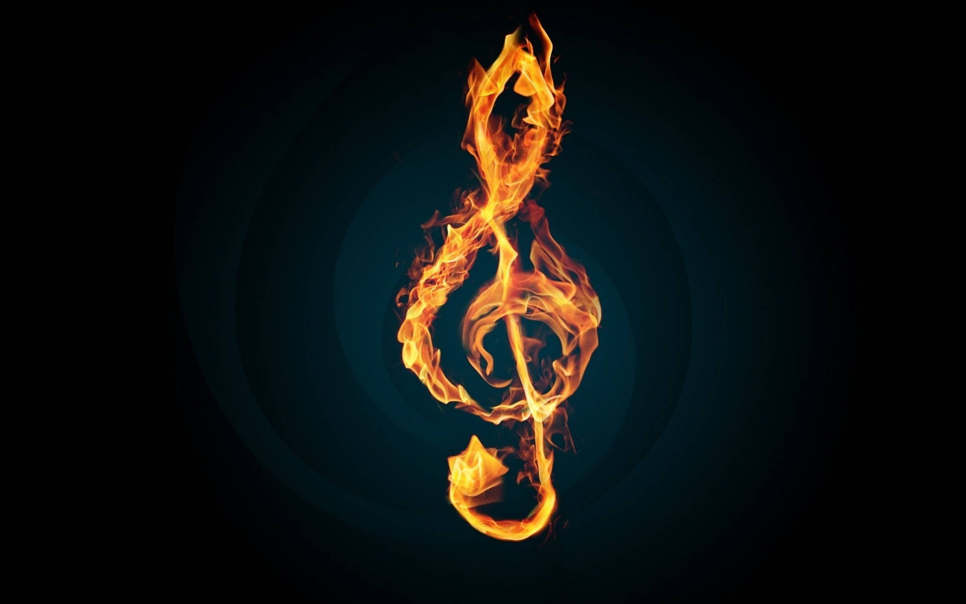 Music Symbols Burning Treble Clef Wallpaper