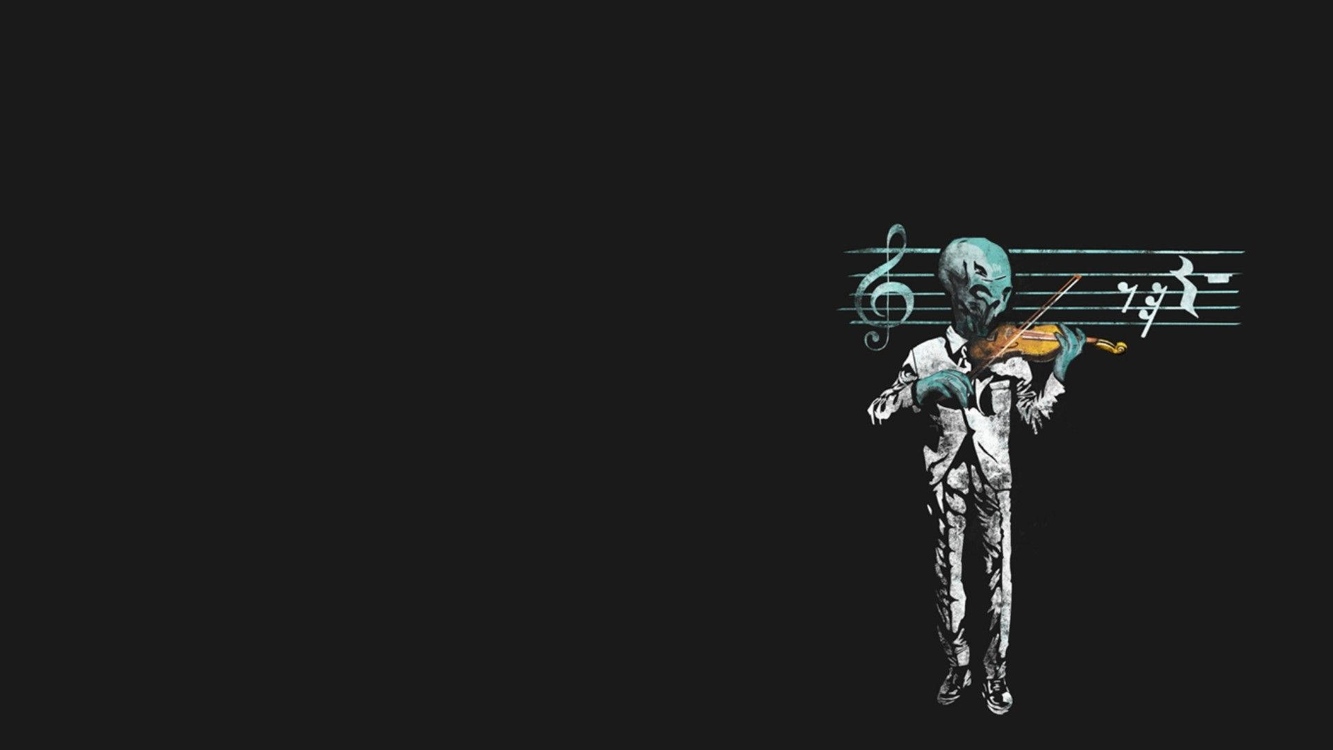 Music Symbols Zombie Playing Violin Wallpaper