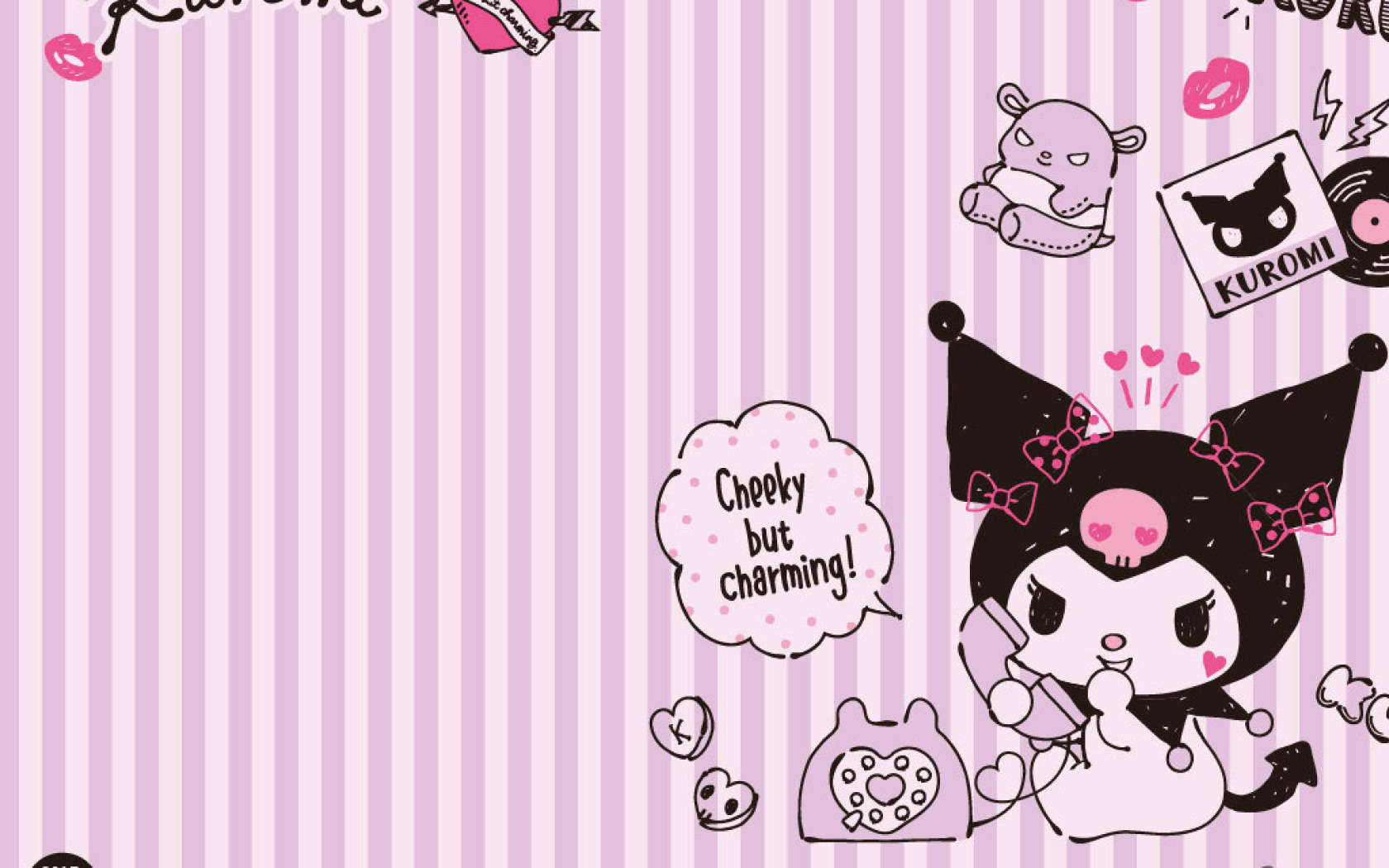 My Melody & Kuromi Engrossed In A Phone Activity Wallpaper