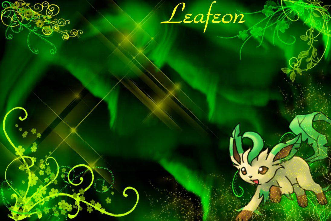 Mystical Leafeon Under Northern Lights Wallpaper