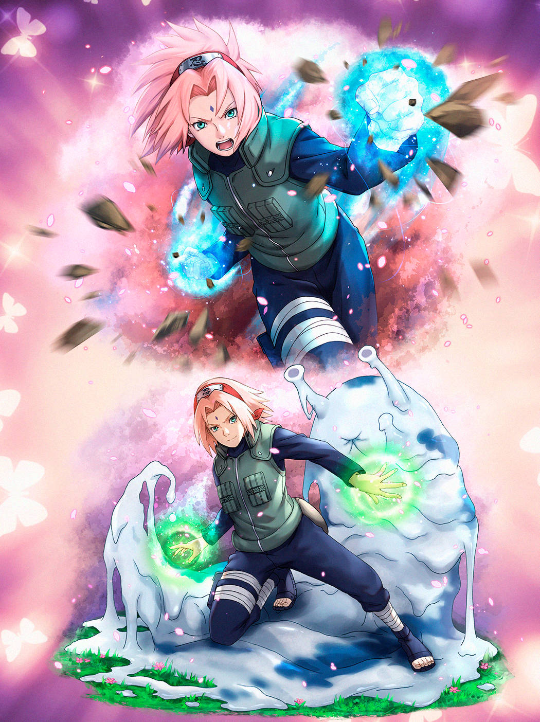 Naruto Anime Sakura Blue Chakra Wallpaper