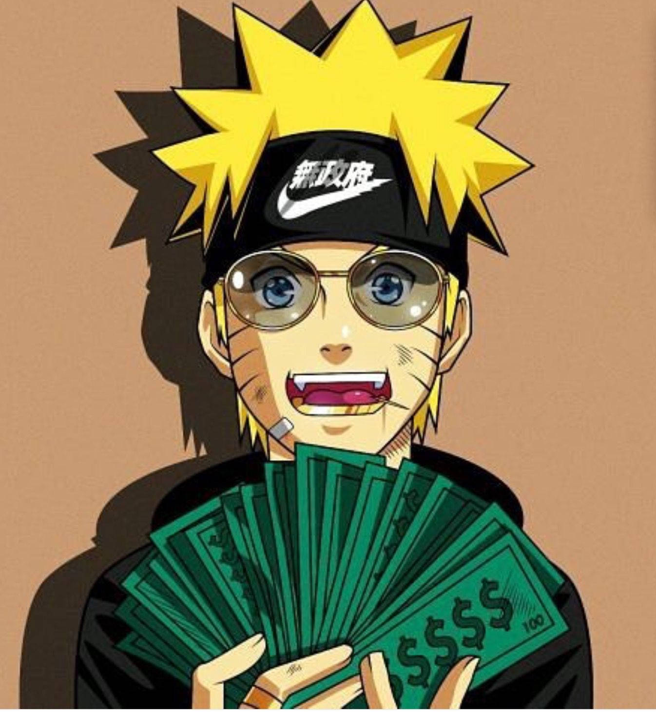 Naruto Drip Holding Large Bills Wallpaper