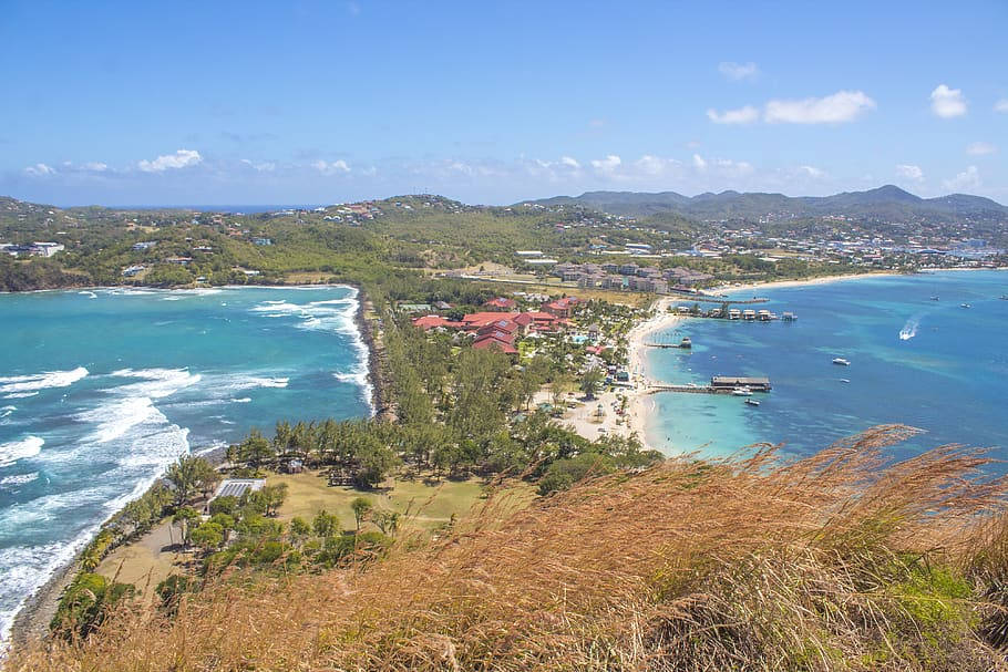 Neighborhood In Between Sea In St Lucia Wallpaper