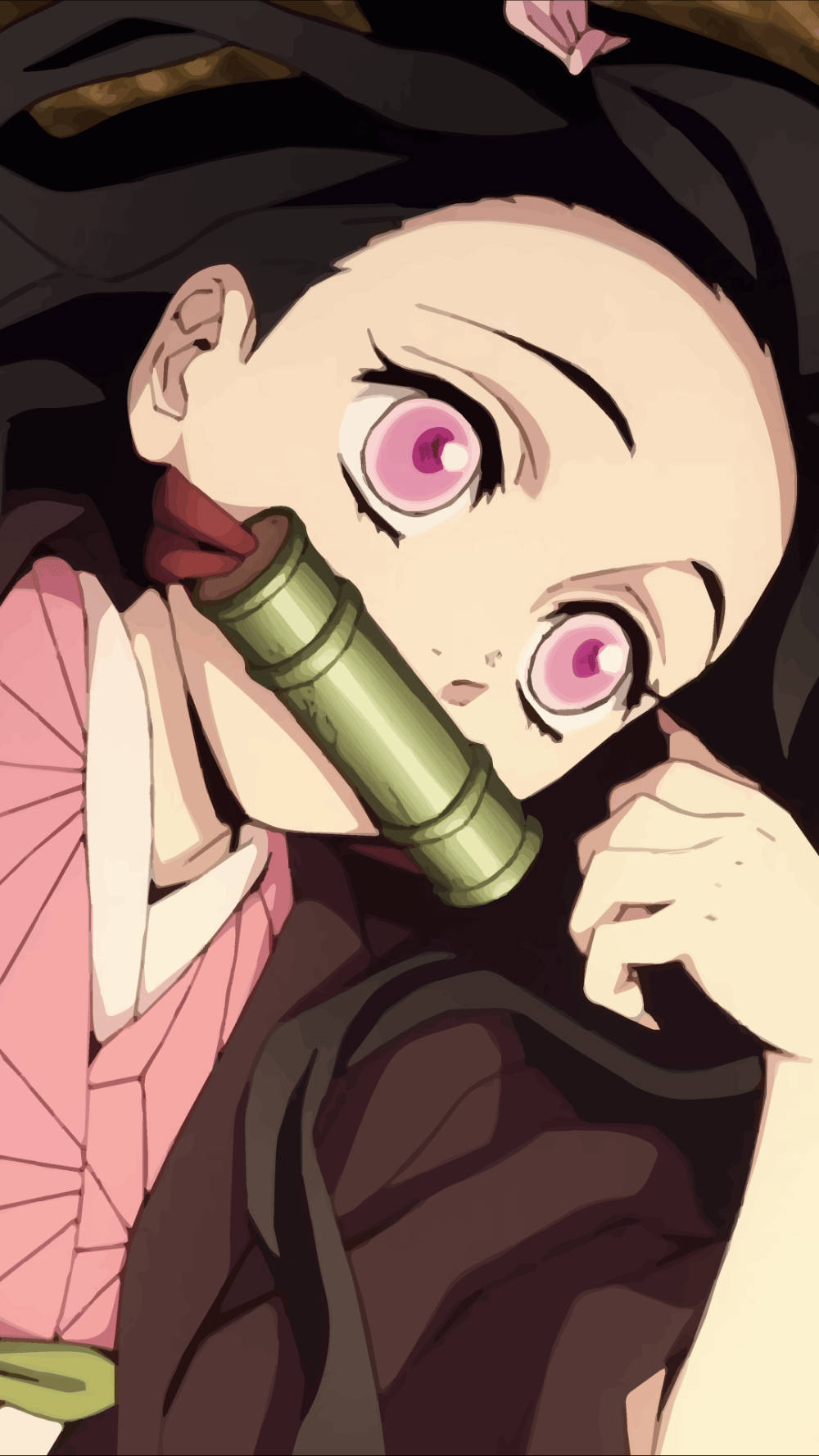 Nezuko Phone Closeup Wallpaper