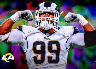 Nfl Athlete Aaron Donald Biceps Flex Hd Wallpaper