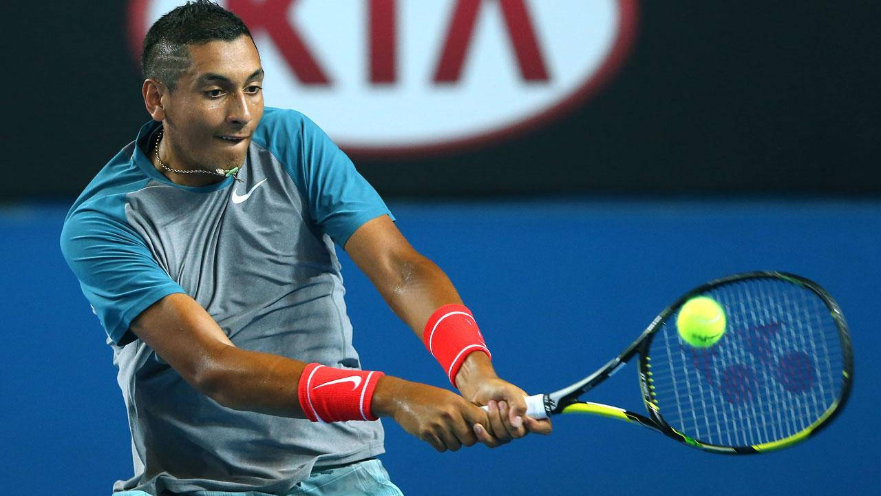 Nick Kyrgios In A Tennis Match Wallpaper