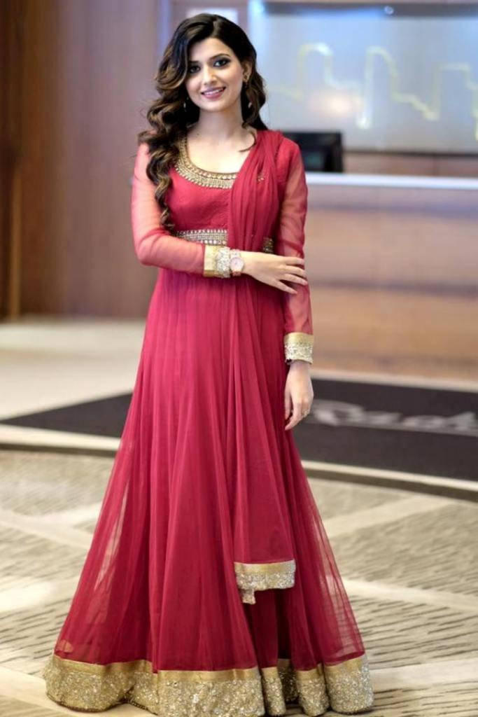 Nimrat Khaira Red Gown Wallpaper