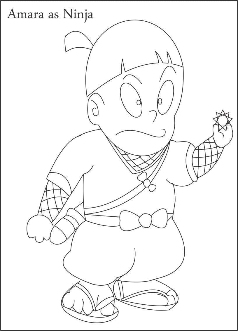 Ninja Hattori Amara Coloring Page Wallpaper