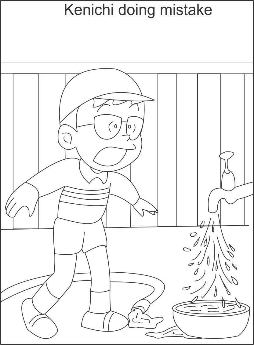 Ninja Hattori Kenichi Coloring Page Wallpaper