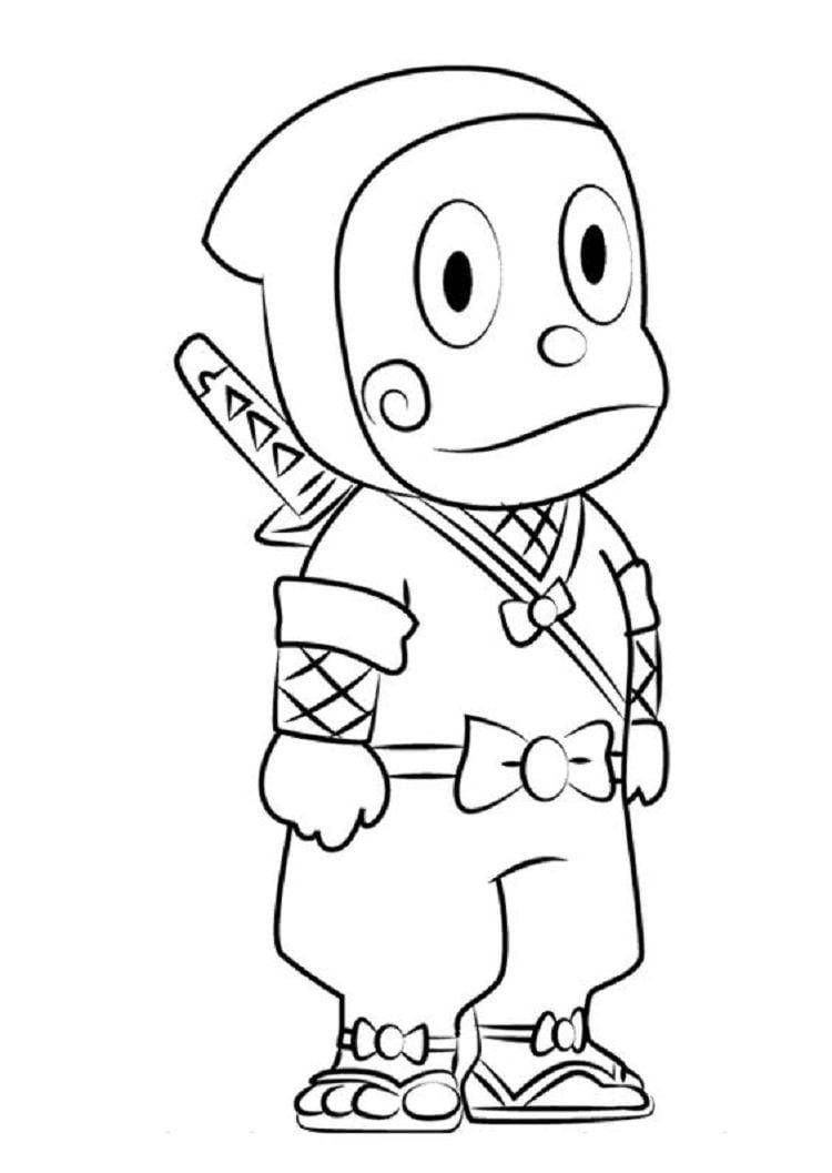 Ninja Hattori Simple Kanzo Coloring Page Wallpaper