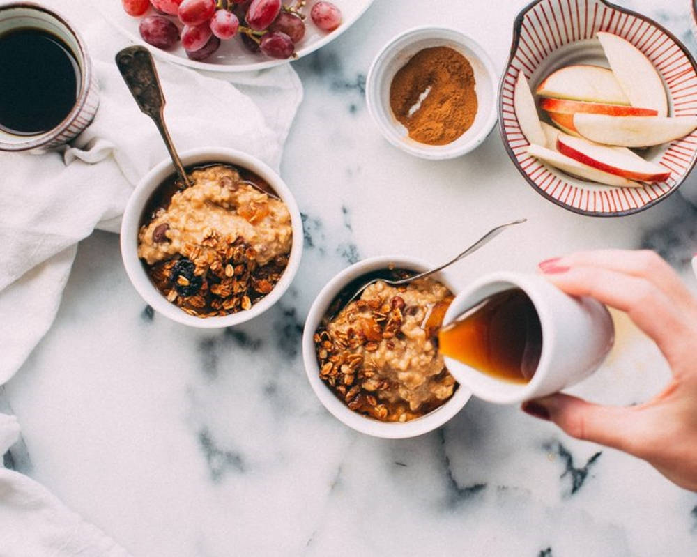 Oatmeal Breakfast For Two Wallpaper