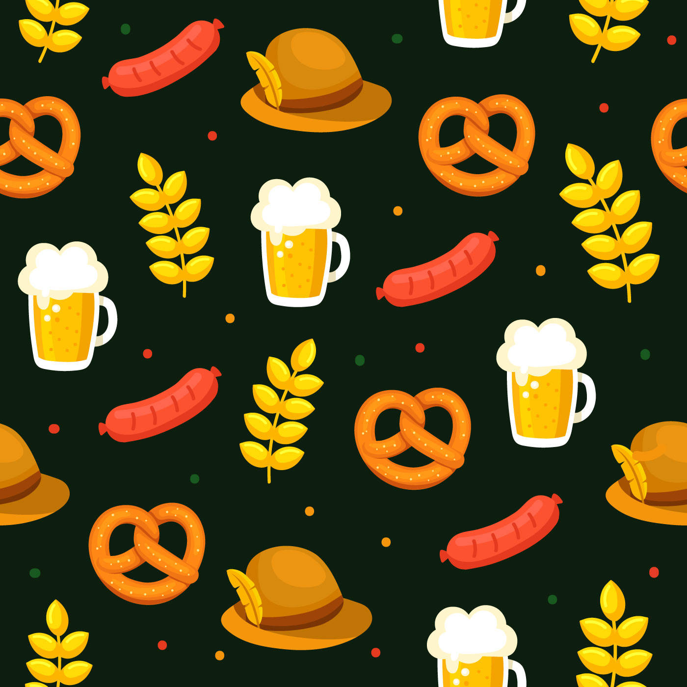 Oktoberfest Food Pattern Wallpaper