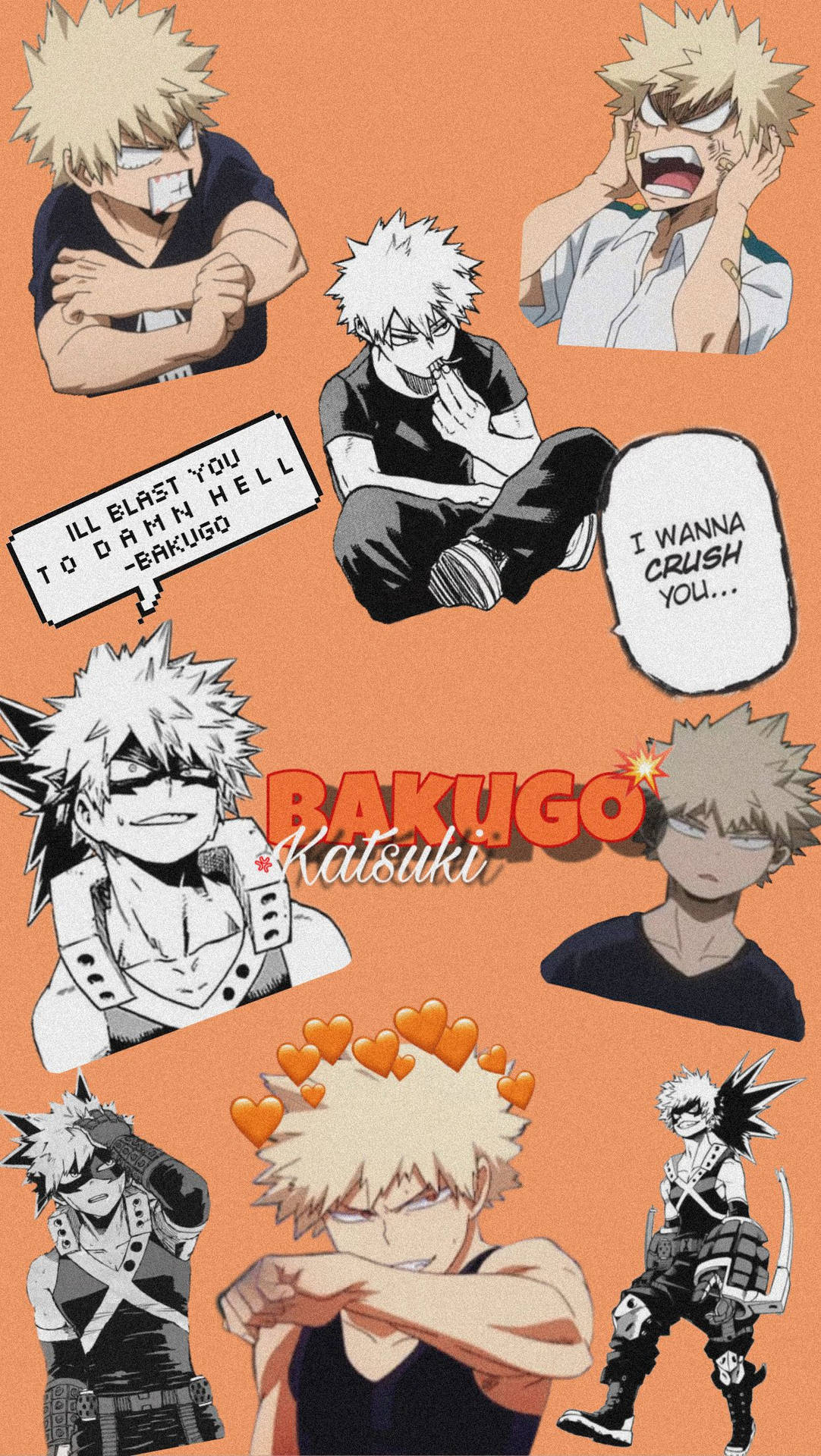 Orange Aesthetic My Hero Academia Katsuki Bakugo Lines Wallpaper