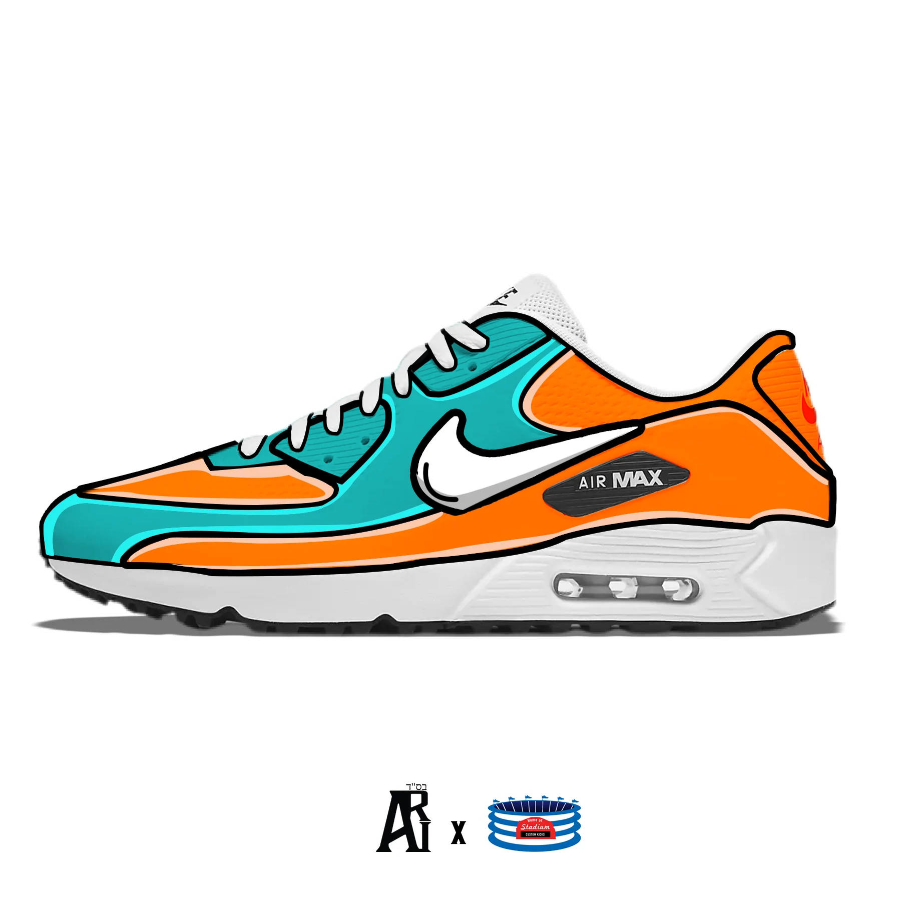 Orange And Teal Cartoon Nike Shoes Wallpaper