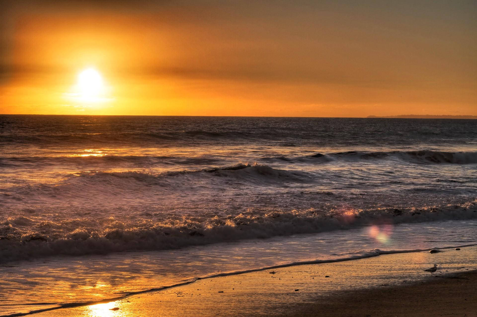 Orange Sunset On Malibu Beach Wallpaper