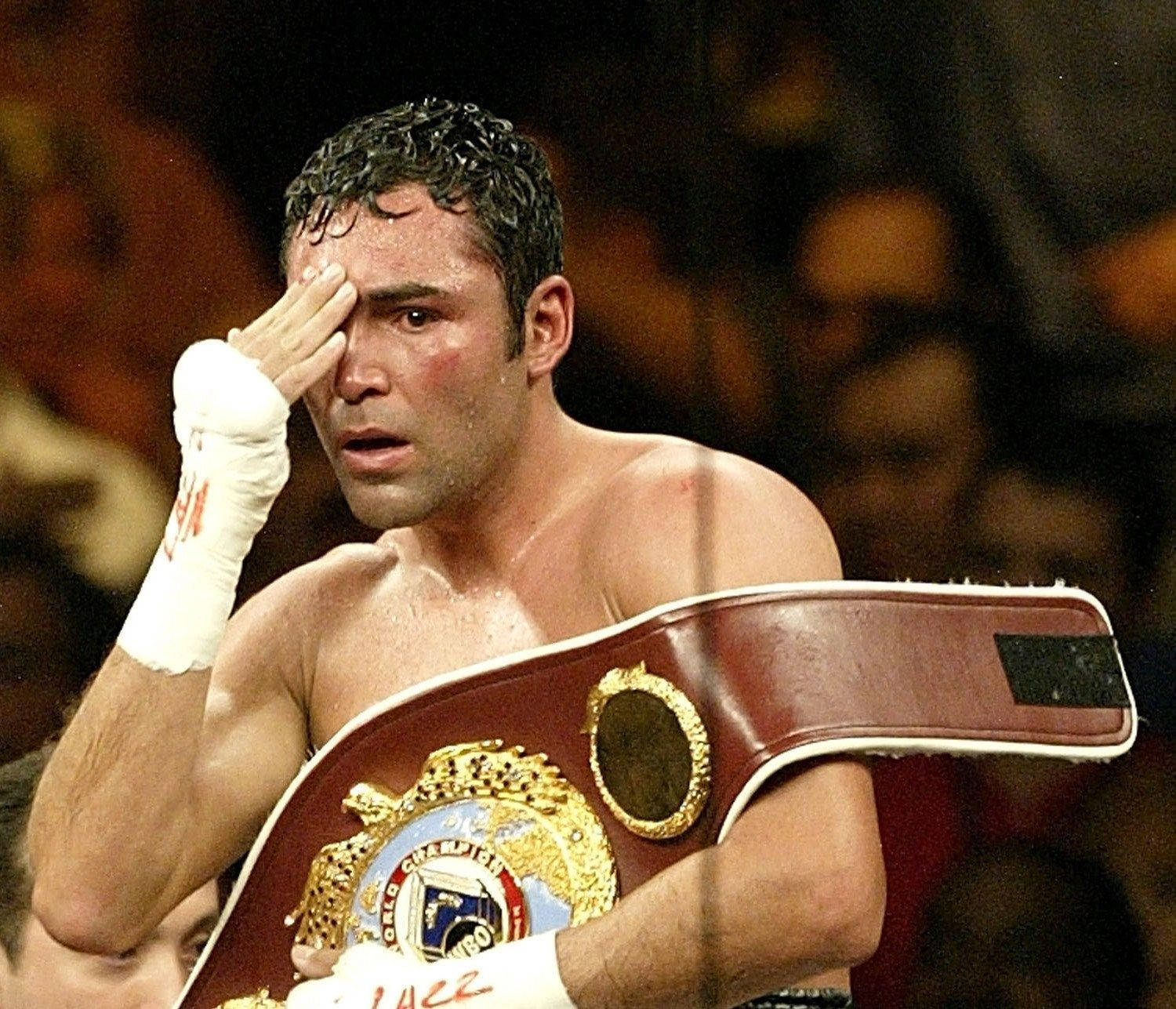 Oscar De La Hoya With Championship Belt Wallpaper