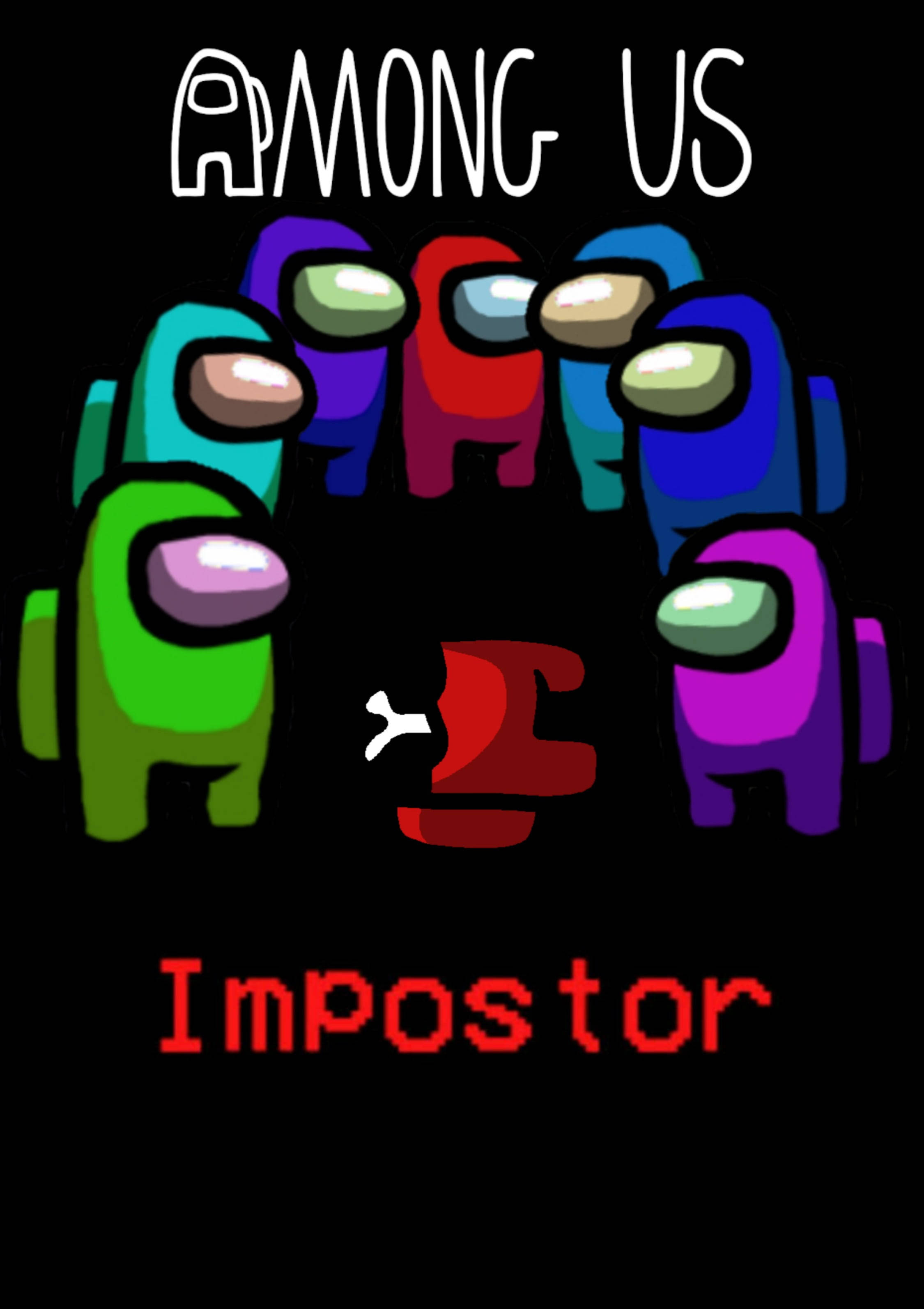 Outline Among Us Impostor Wallpaper