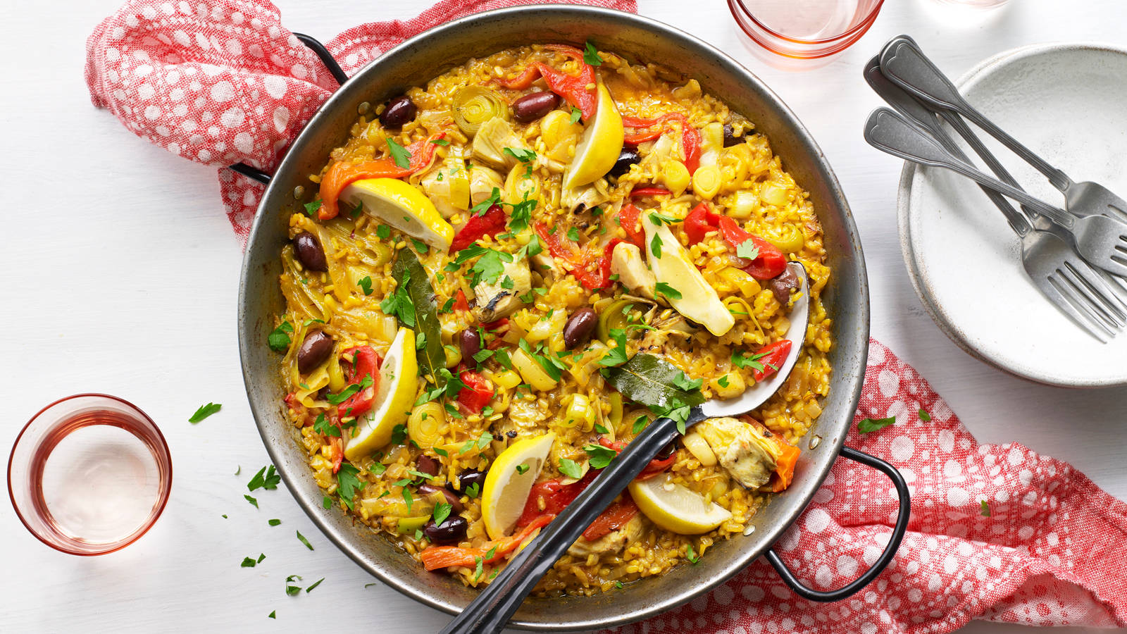 Paella Rice Dish On A Large Pan Wallpaper