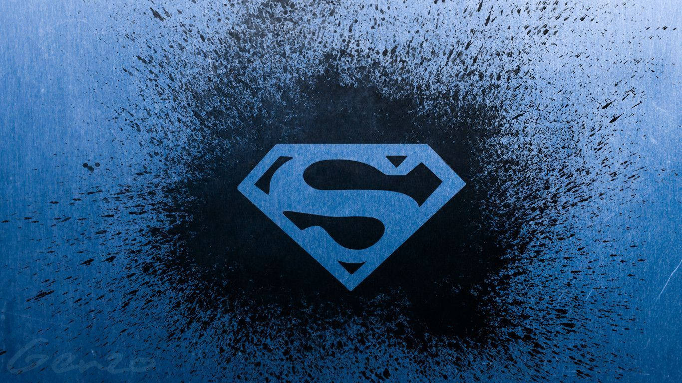 Paint Splatter Superman Symbol Iphone Blue Wallpaper
