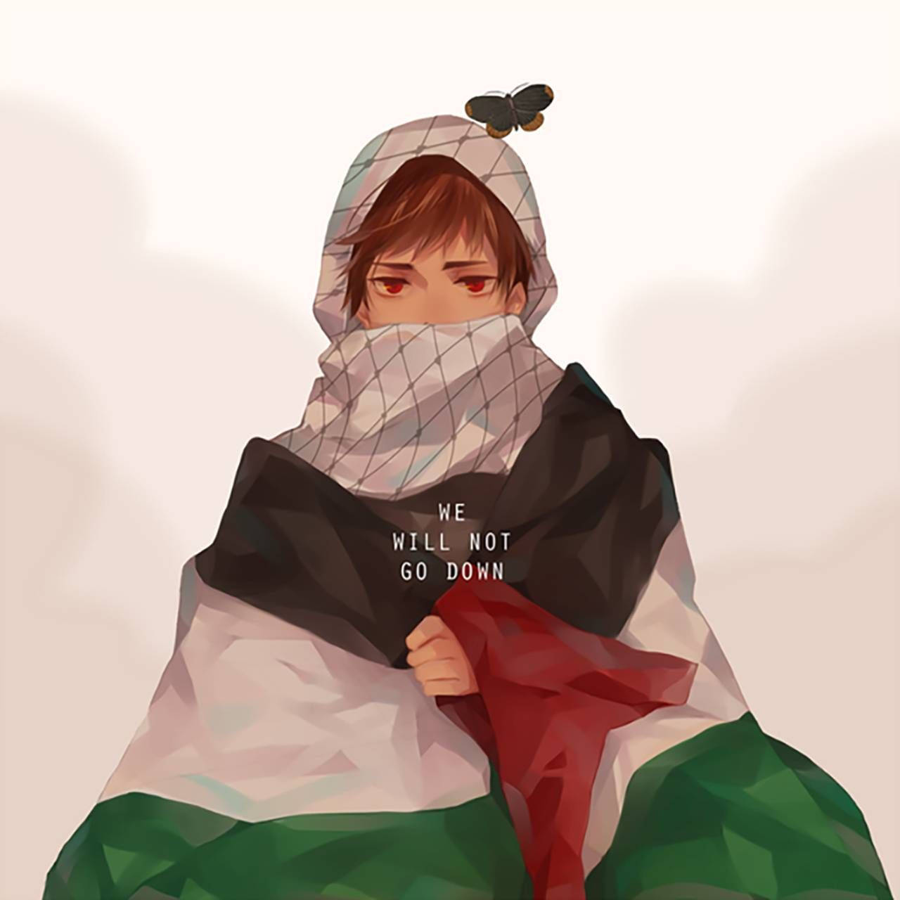 Palestinian Woman Proudly Draped In National Flag Wallpaper