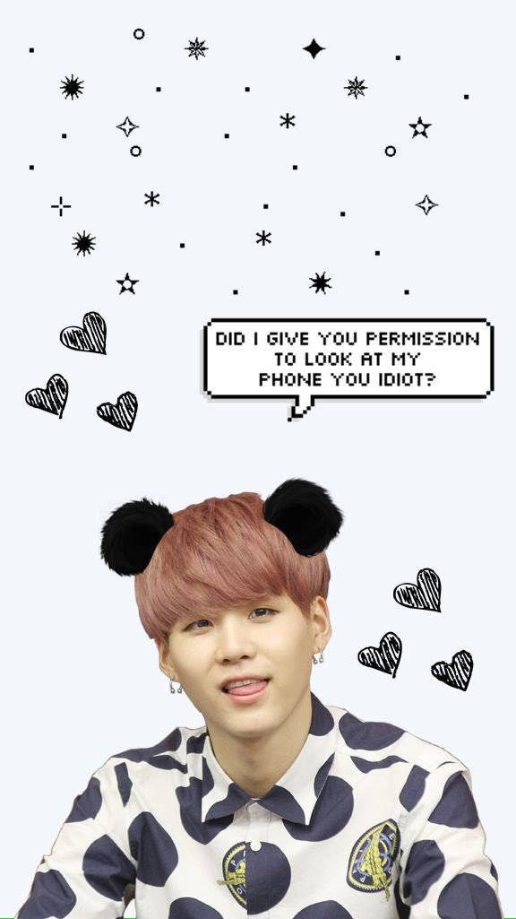 Panda Ears Suga Bts Lockscreen Wallpaper