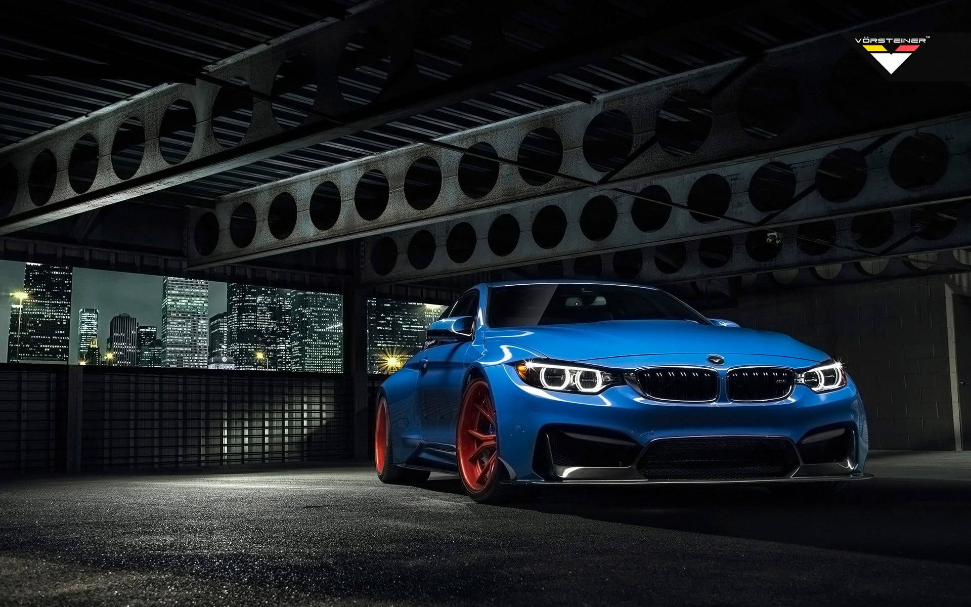 Parked Blue M4 Bmw Laptop Wallpaper