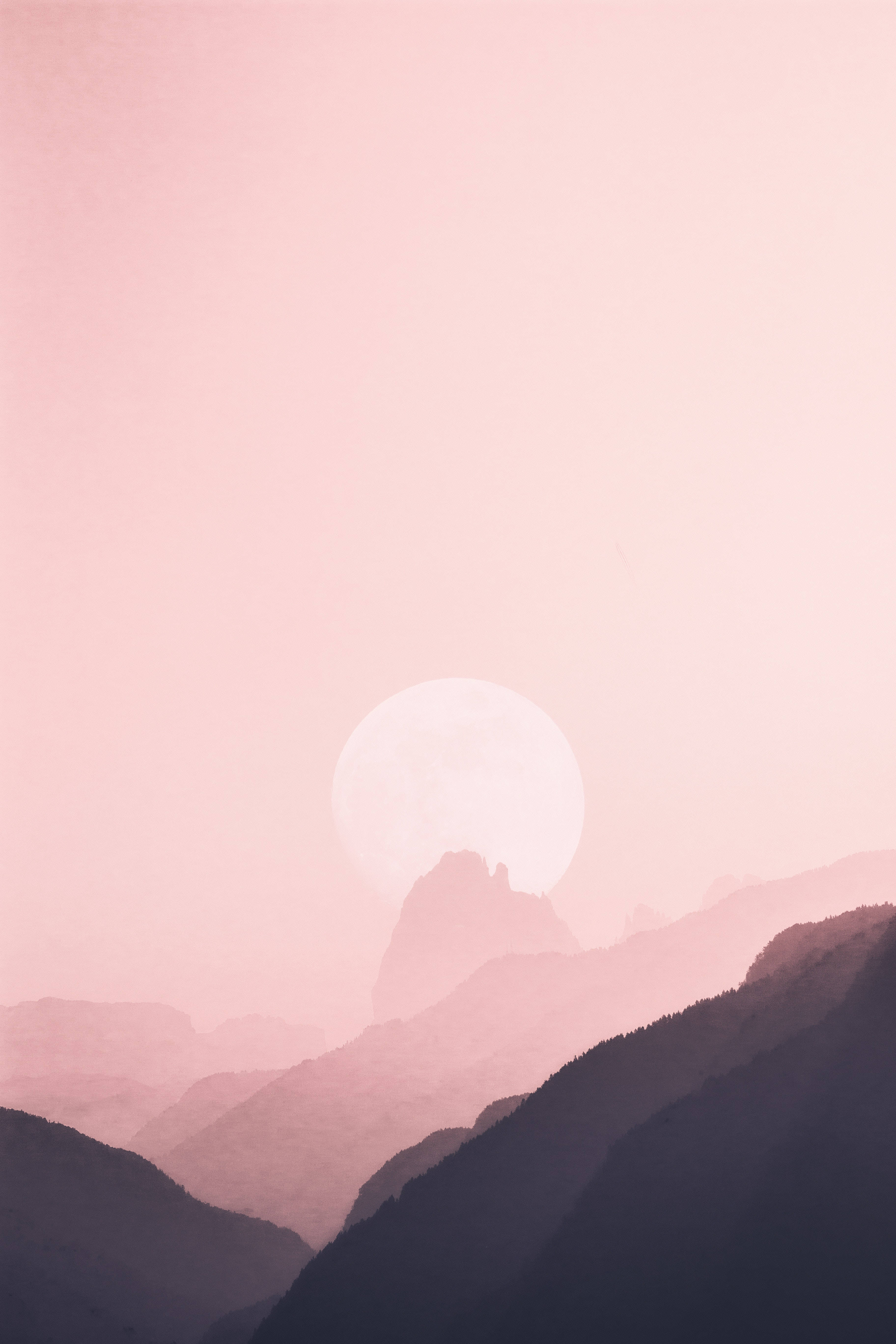 Pastel 4k Pink Moon Wallpaper