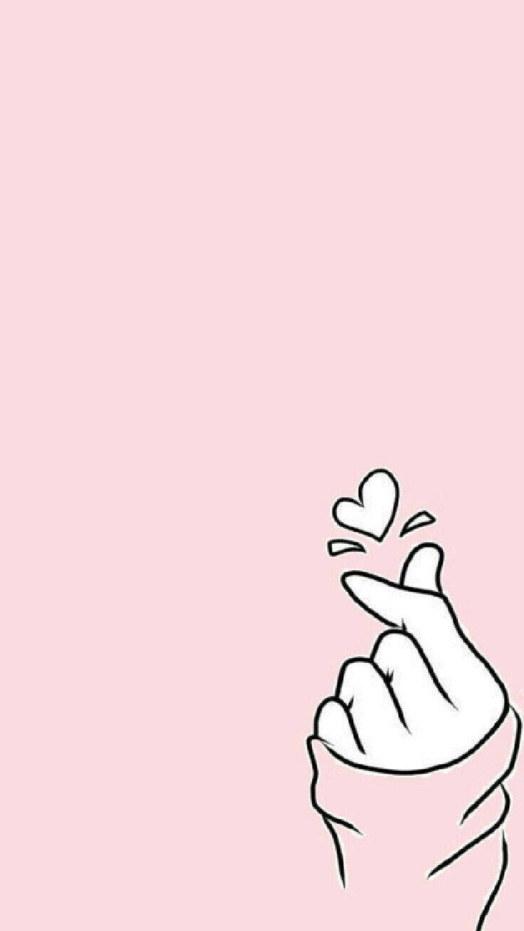 Pastel Korean Finger Heart Wallpaper