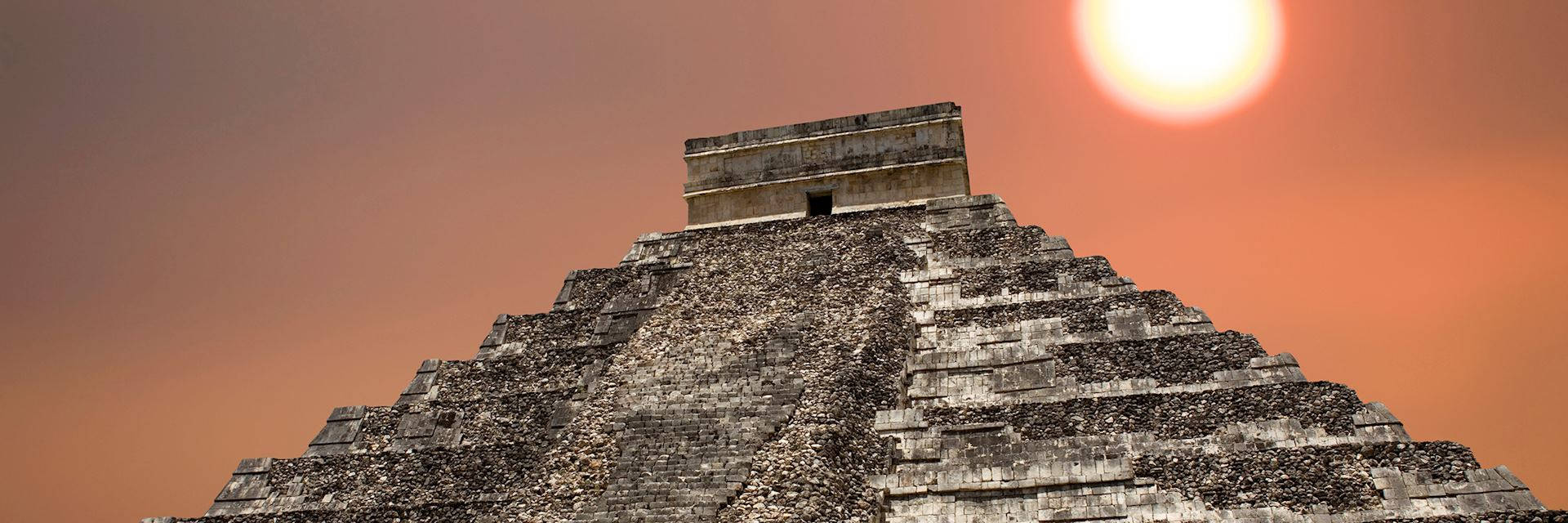 Pastel Orange Sky Chichen Itza Wallpaper