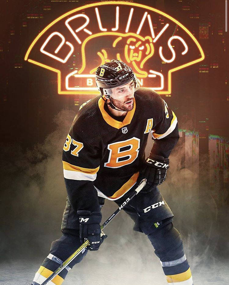 Patrice Bergeron - Star Player Of Boston Bruins In Neon Fan-art Wallpaper