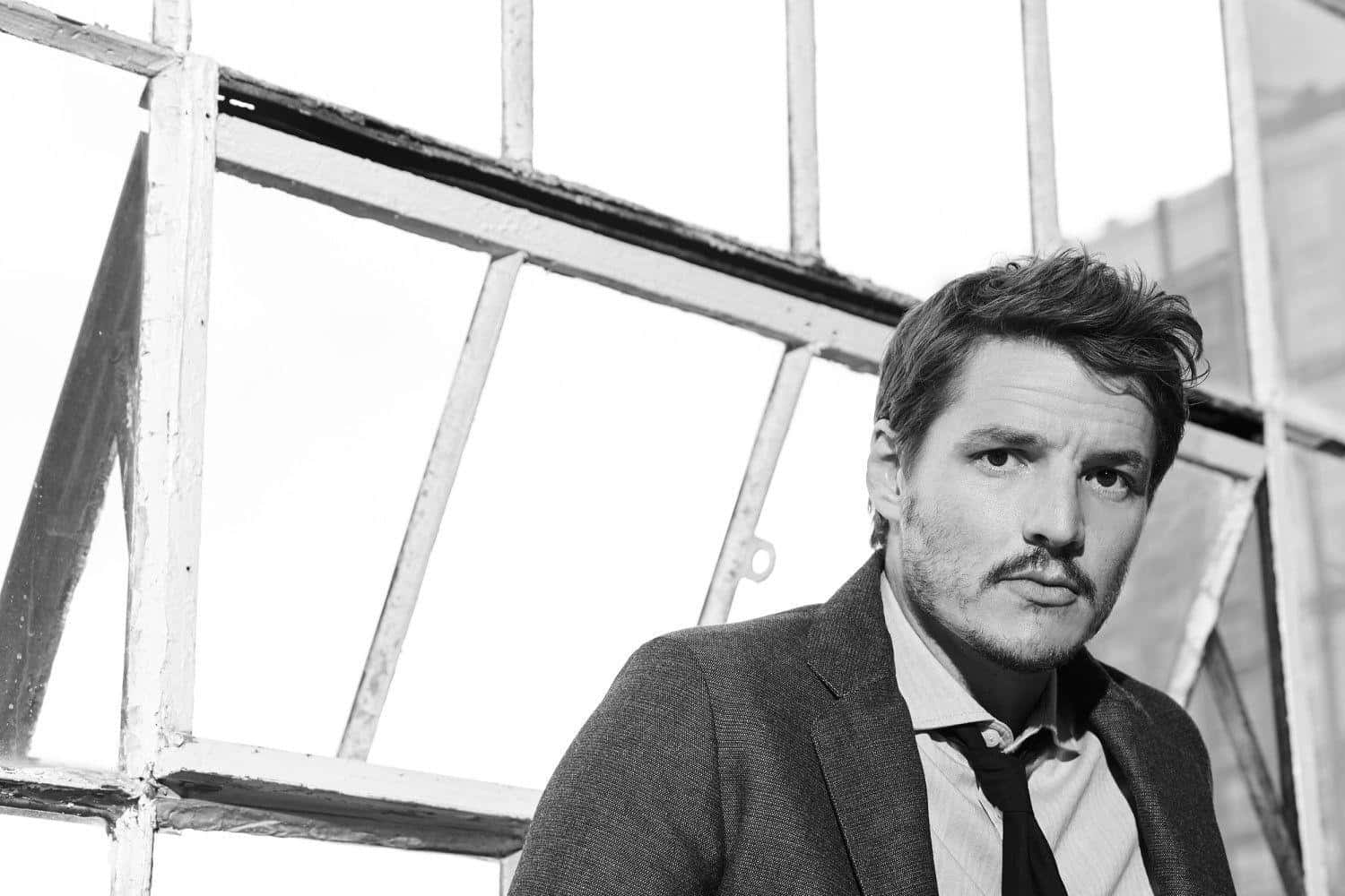 Pedro Pascal Blackand White Portrait Wallpaper