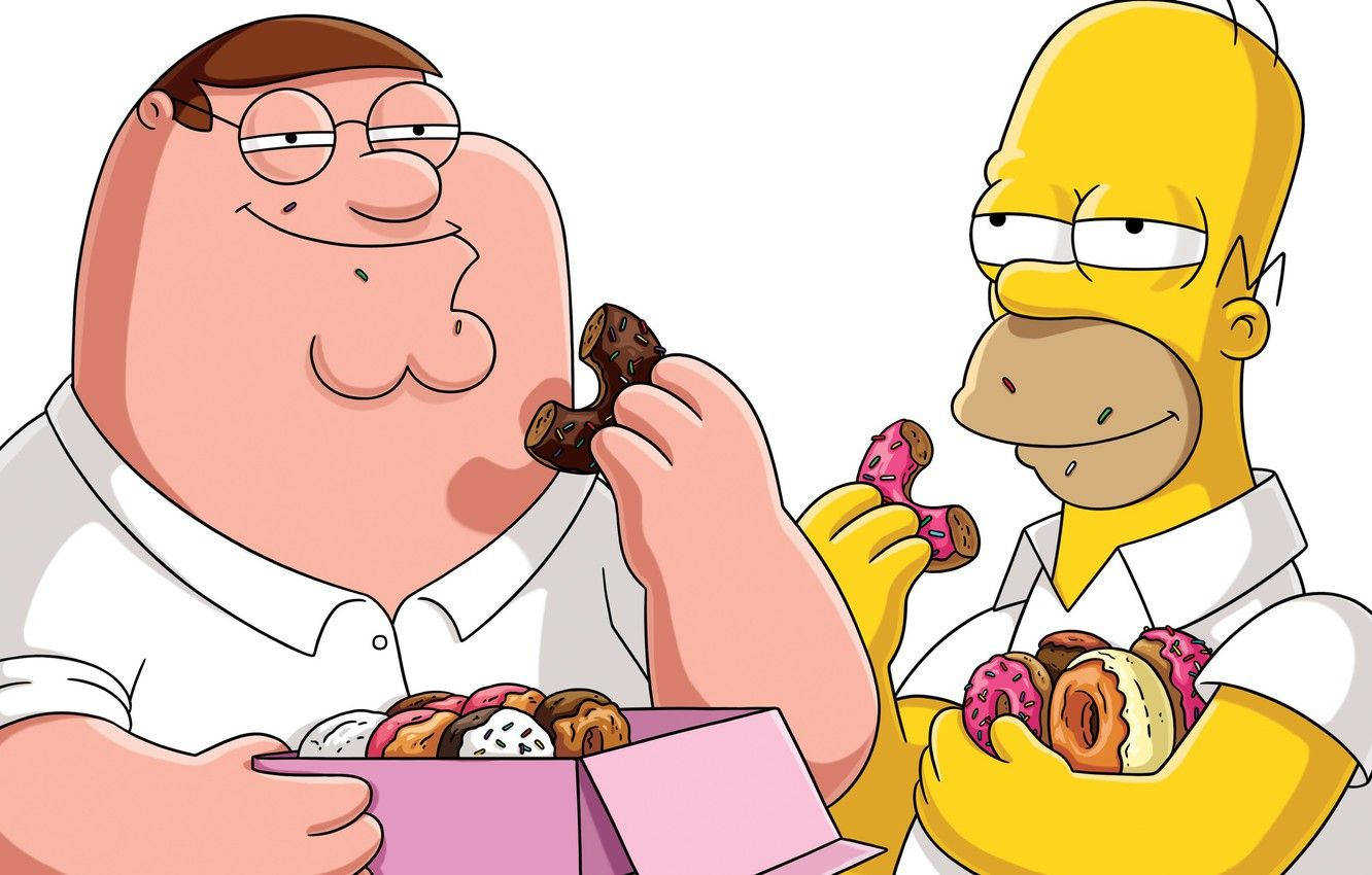 Peter Griffin And Homer Simpson Eating Wallpaper