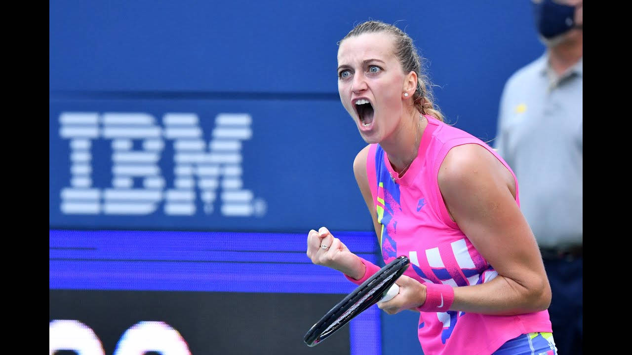 Petra Kvitova Expresses Determination With An Intense Fist Pump Wallpaper