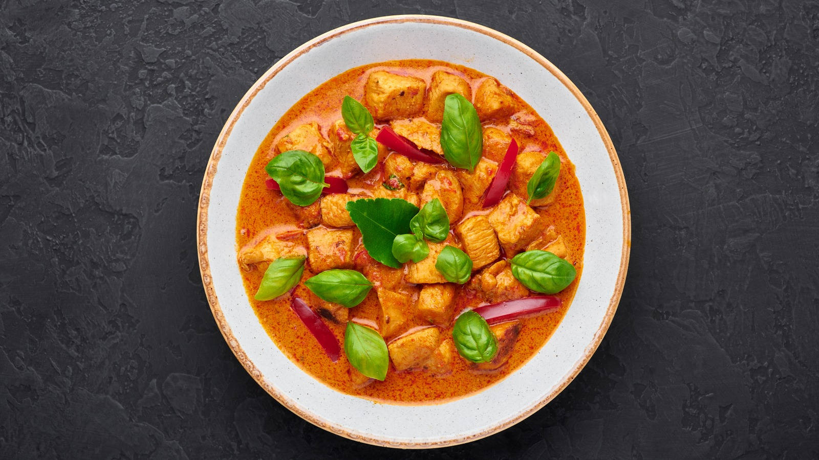 Phanaeng Red Thai Curry Chicken Top View Shot Wallpaper