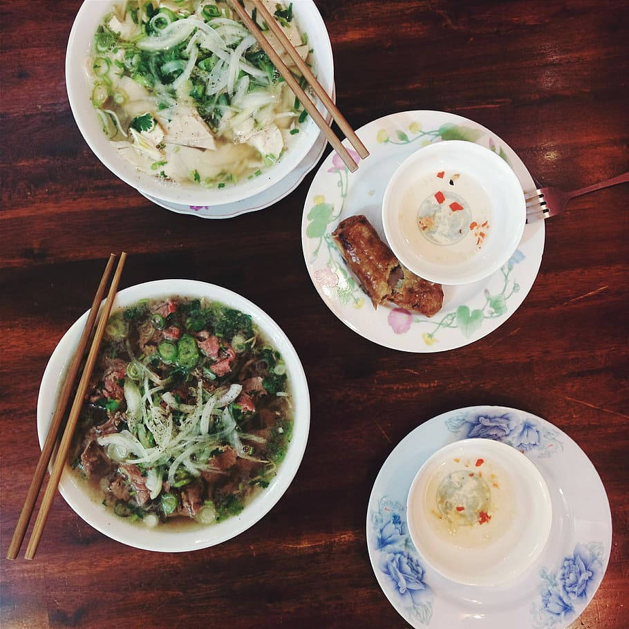 Pho With Deep Fried Spring Roll Wallpaper