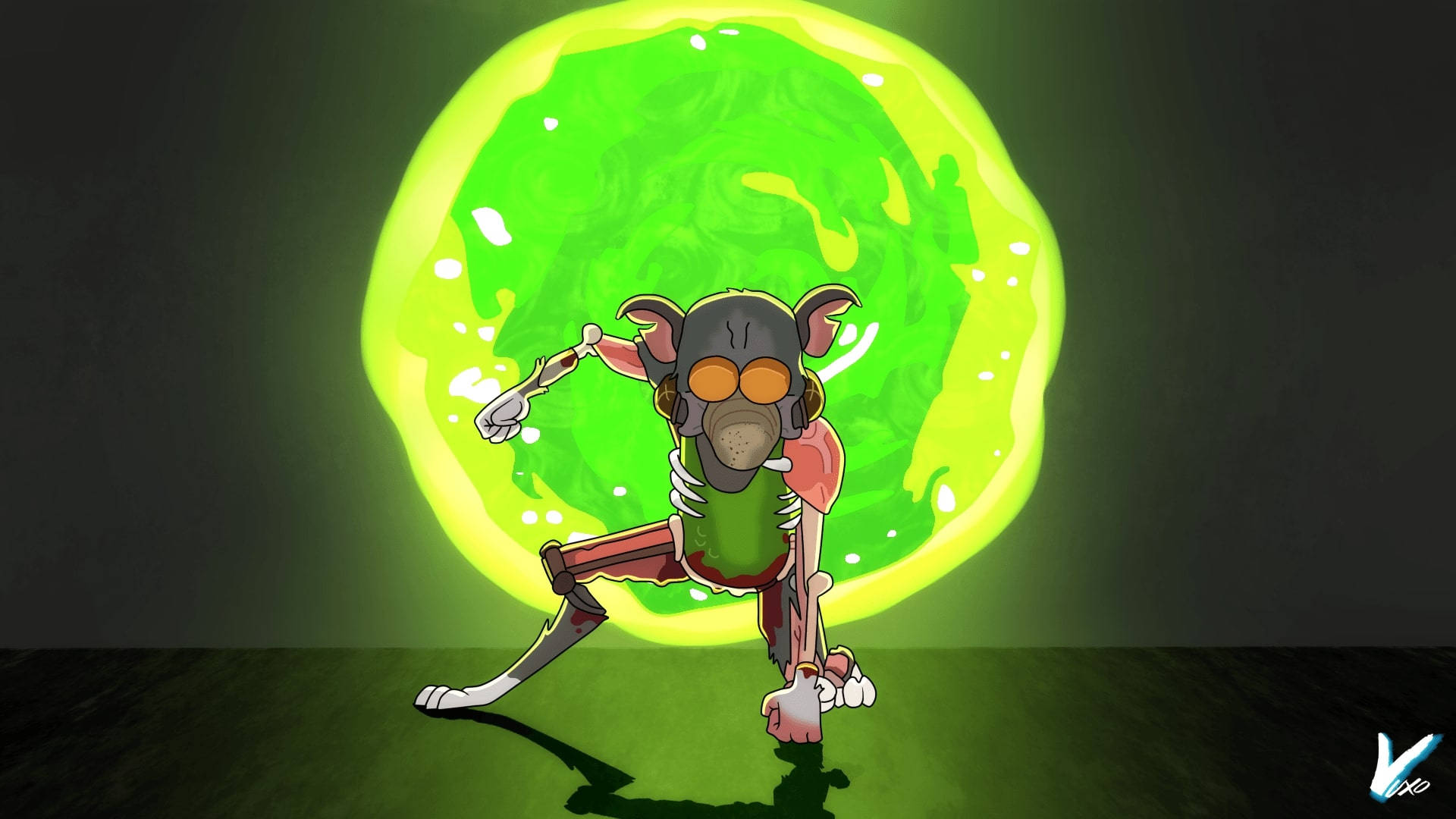 Pickle Rick Coming Out Of Portal Wallpaper