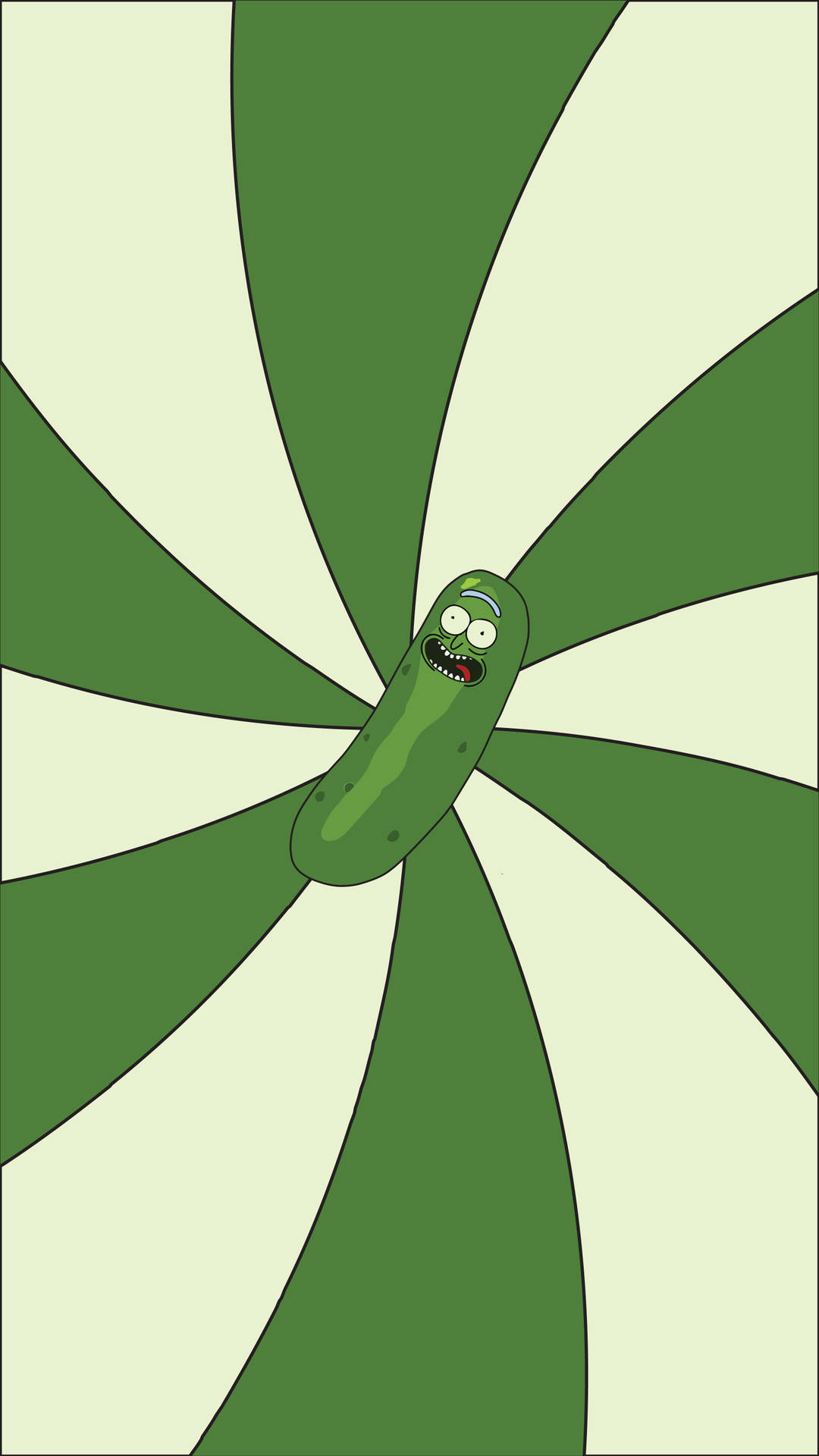 Pickle Rick Over Radial Pattern Wallpaper