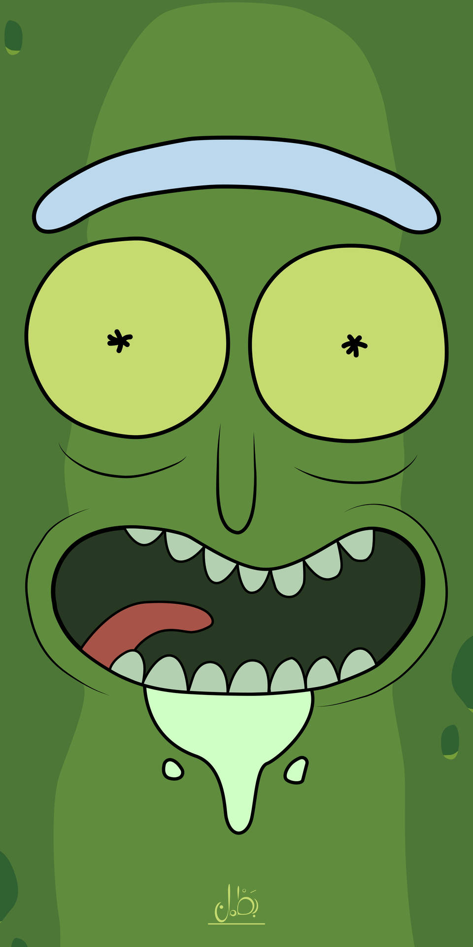 Pickle Rick With Drool Wallpaper