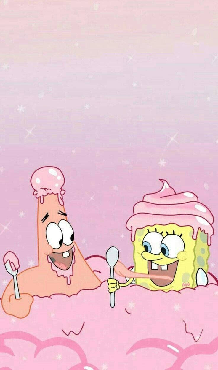 Pink Aesthetic Spongebob And Patrick Wallpaper