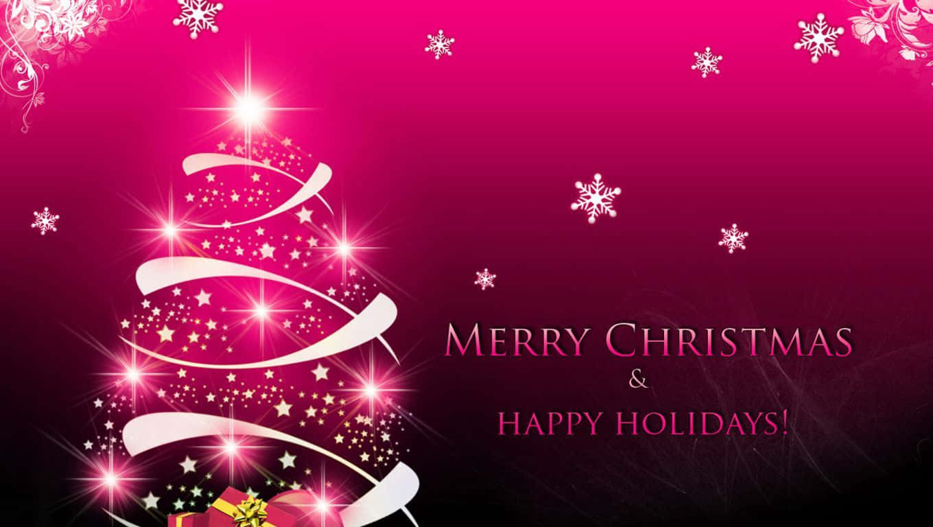 Pink Christmas Banner Greeting Wallpaper