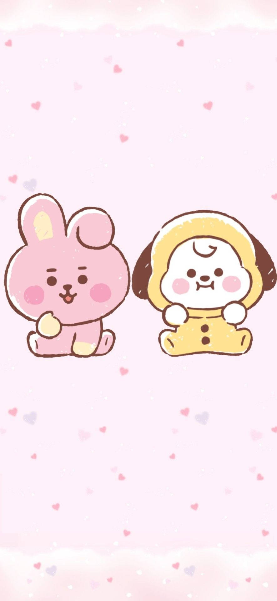 Pink Kawaii Bt21 Chimmy And Cooky Wallpaper