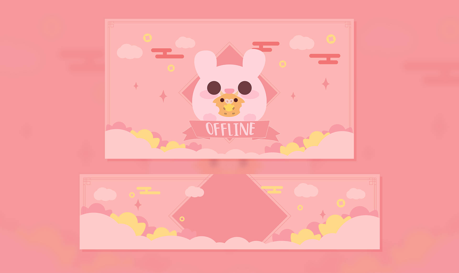 Pink Kawaii Rabbit Twitch Stream Design Wallpaper