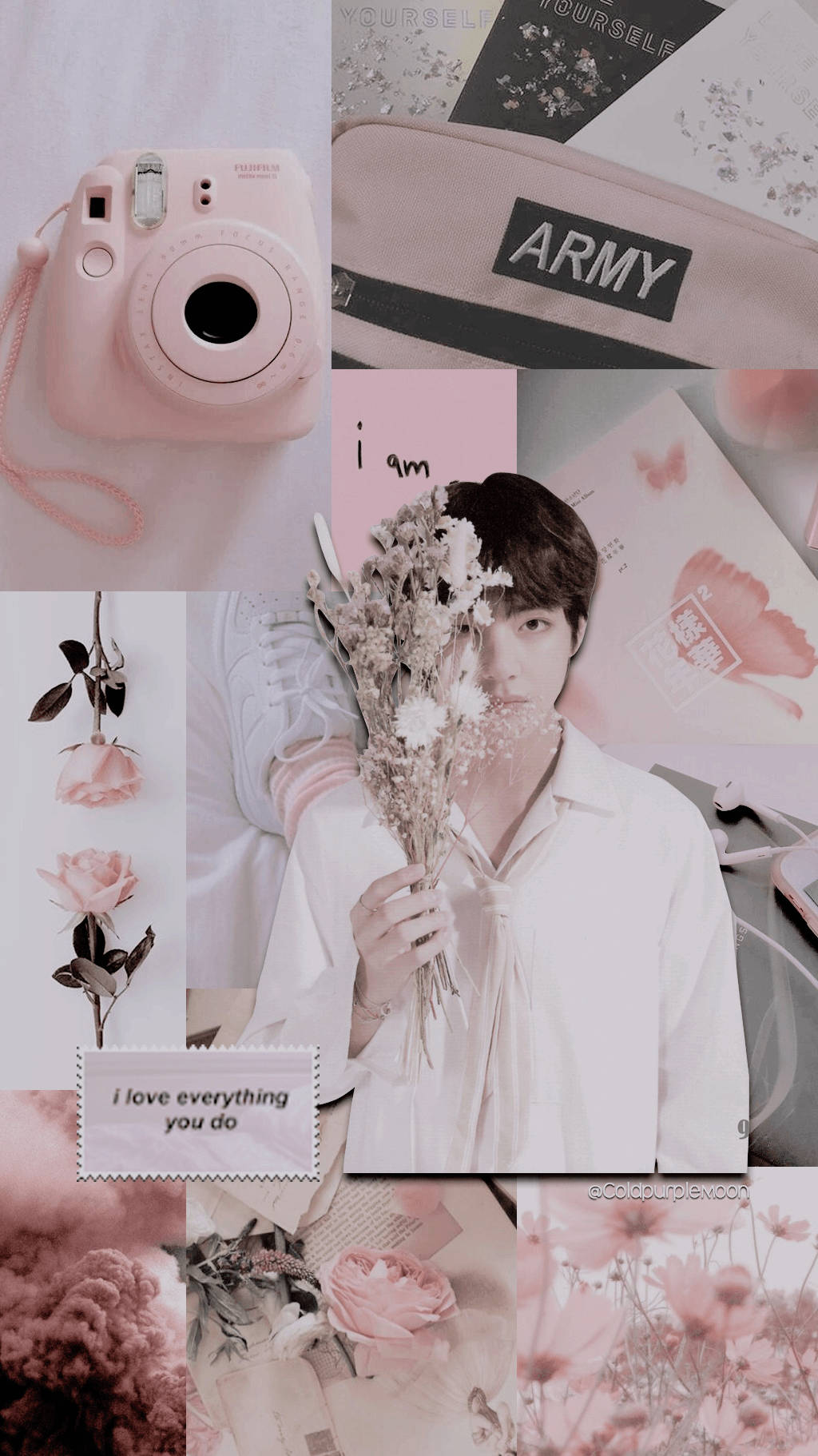 Pink Kim Tae-hyung Aesthetic Wallpaper