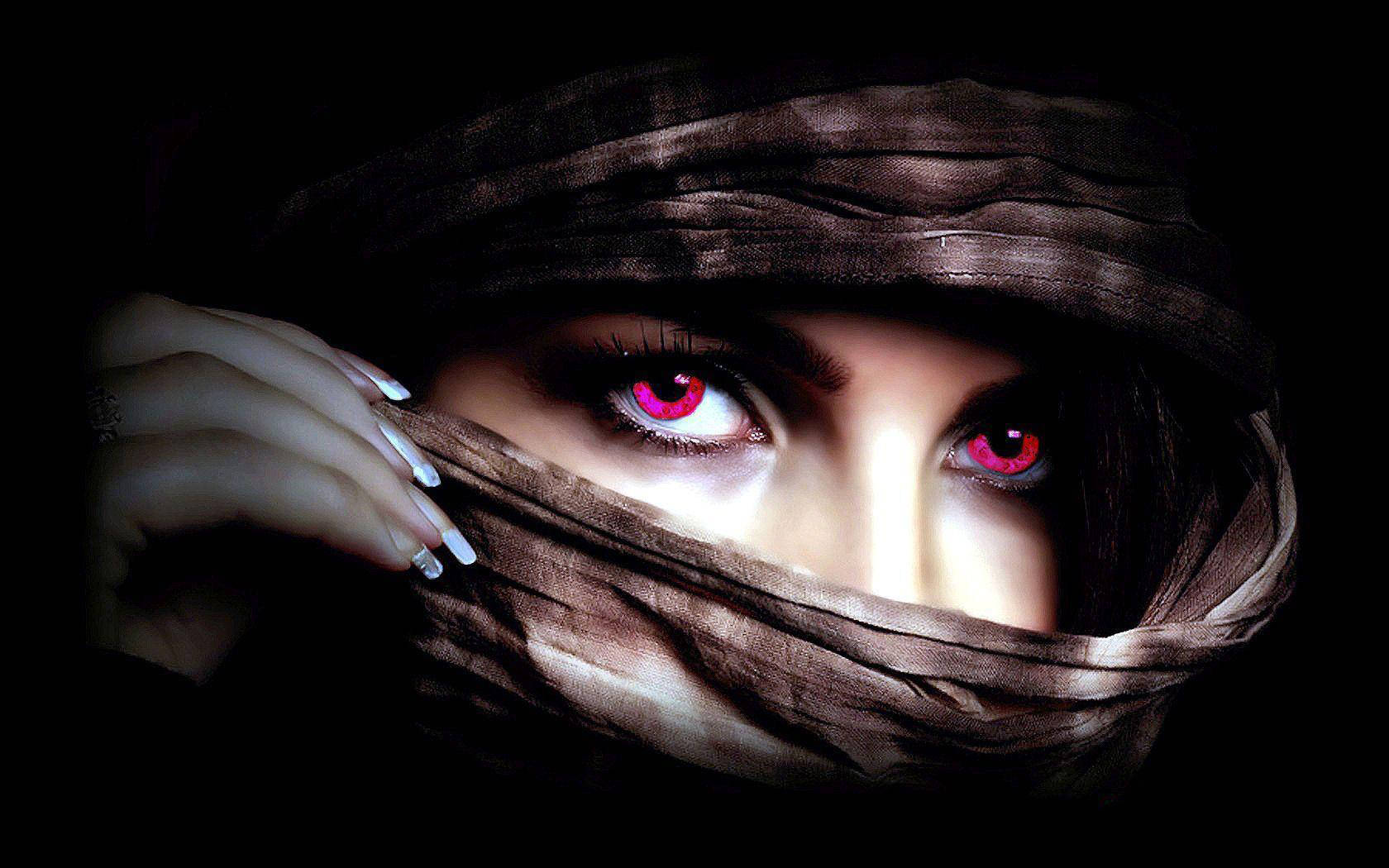 Pink Sad Eyes With Scarf Wallpaper