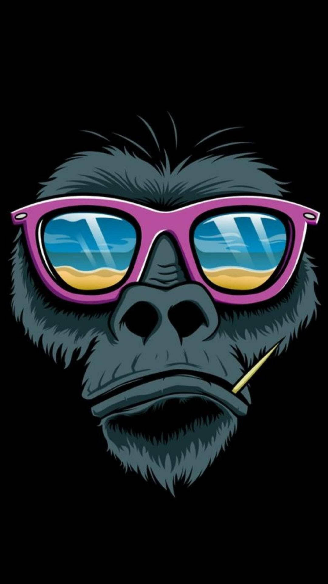 Pink Shades Gorilla Gangster Cartoon Wallpaper