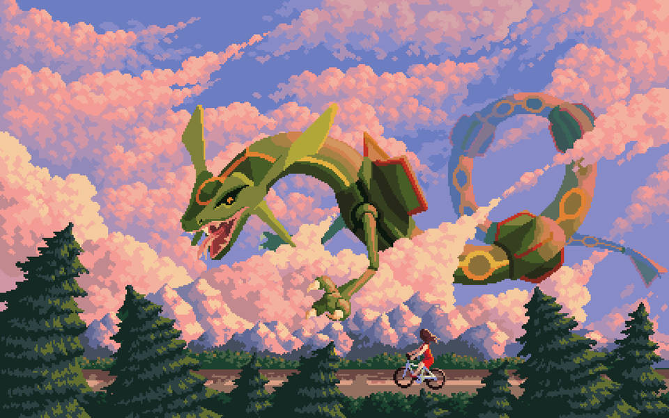 Pixel Art Rayquaza Wallpaper