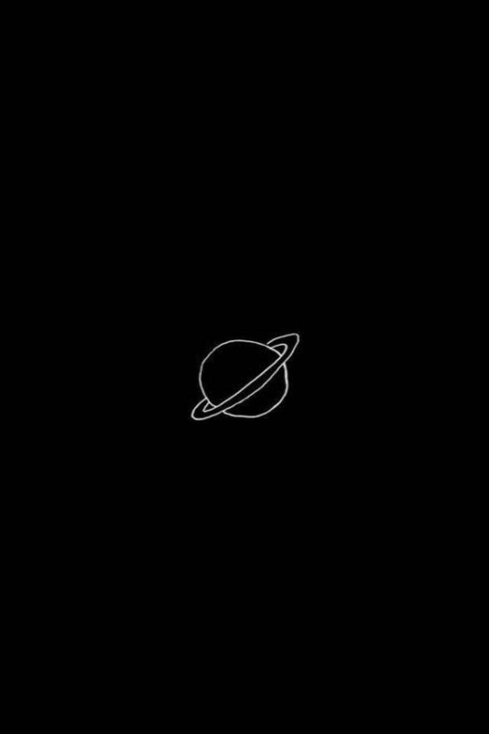 Plain Black Iphone Cartoon Saturn Wallpaper